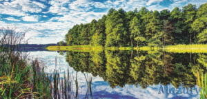 Mazury - panoramic postcard