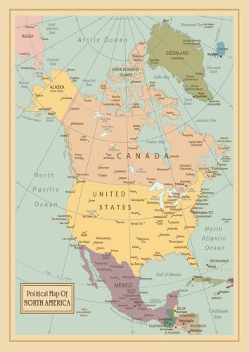 Political map of North America
