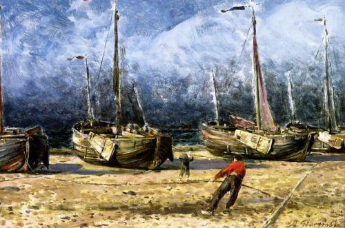Gierymski Aleksander - Fishing boats at the shore
