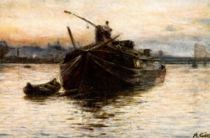 Gierymski Aleksander - From the Vistula Bank (A Barge on the river)