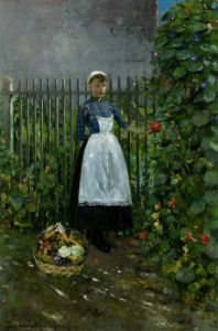 Boznańska Olga - Girl with a basket of vegetables in the garden
