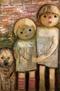 Makowski Tadeusz - Two children with a dog