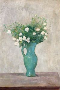 Makowski Tadeusz - Bouquet in a green flower-vase