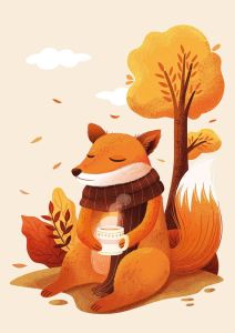 Fox with a cup of tea