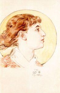 Matejko Jan - Cardboard for the polychrome of St. Mary's Church - Angel's head (portrait of the artist's daughter Helena's)