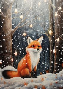 Fox in the Snowy Forest