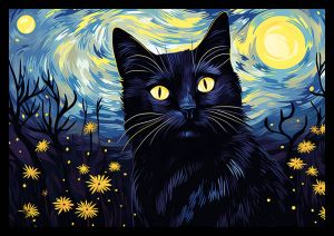Starry Night Black Cat