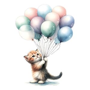 Cat with Baloons