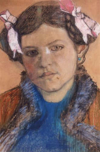 Mehoffer Józef - Girl with pink bows in hair
