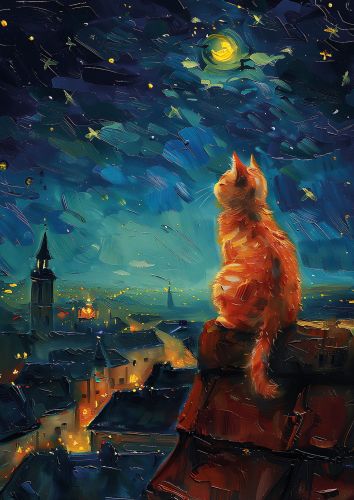 Van Gogh Style Cat