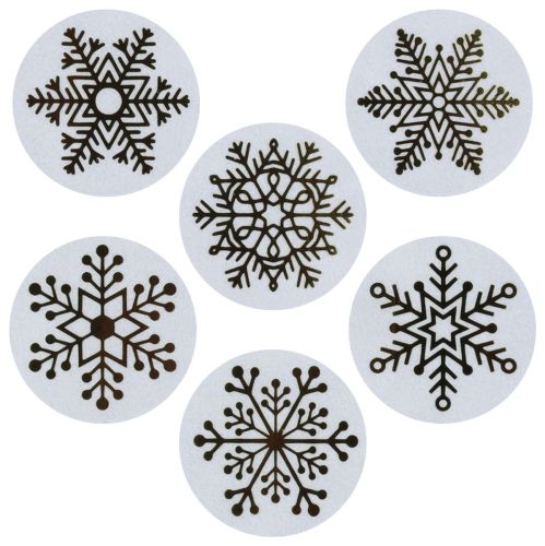 Paper stickers on a roll: snowflakes