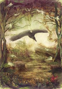 Raven in the forest